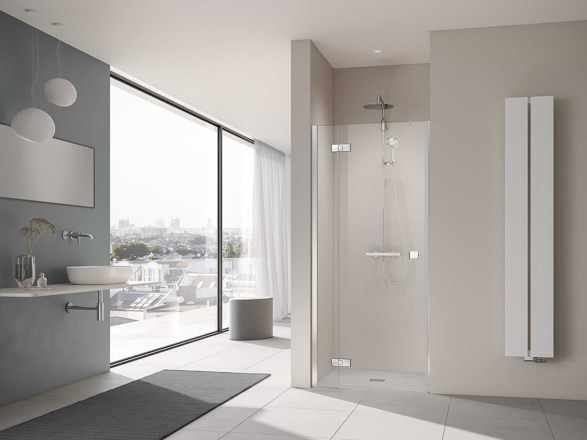 MENA porte battante à 1 vantail avec panneau fixe avec profilé mural Kermi parois de douche avec ferrure MENA porte battante à 1 vantail avec panneau fixe avec profilé mural