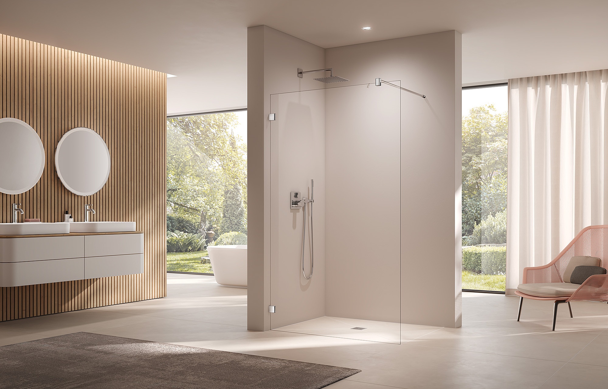 Kermi MENA WALK-IN Box doccia a parete con attacco a muro