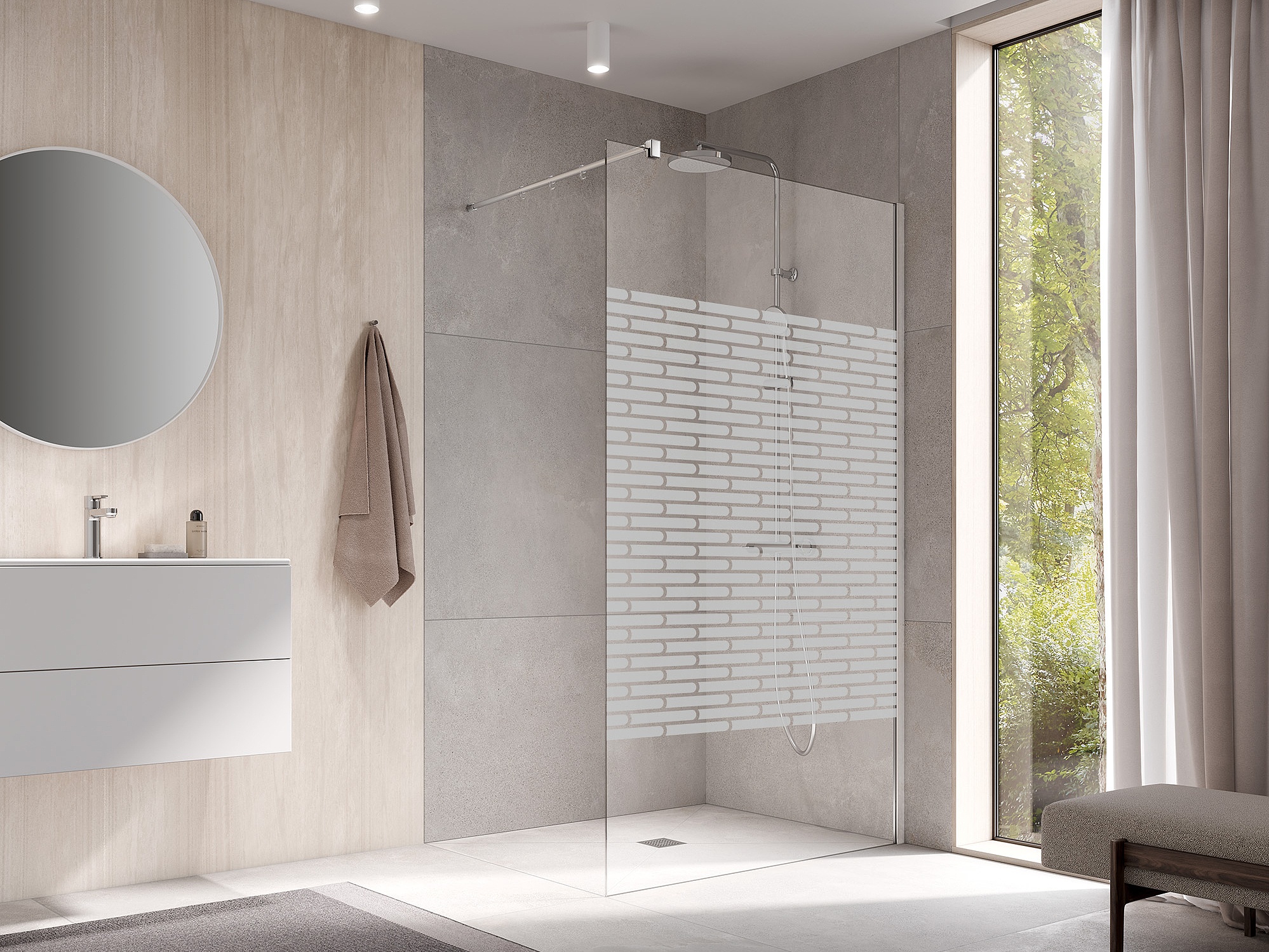 Kermi Vstupní sprchy Walk-IN XB s dekorem Brick 2