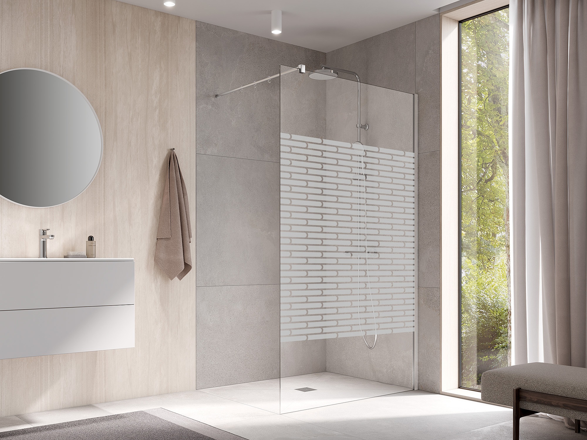 Kermi Walk-In-Duschkabine WALK-IN XB mit Dekor Brick 2