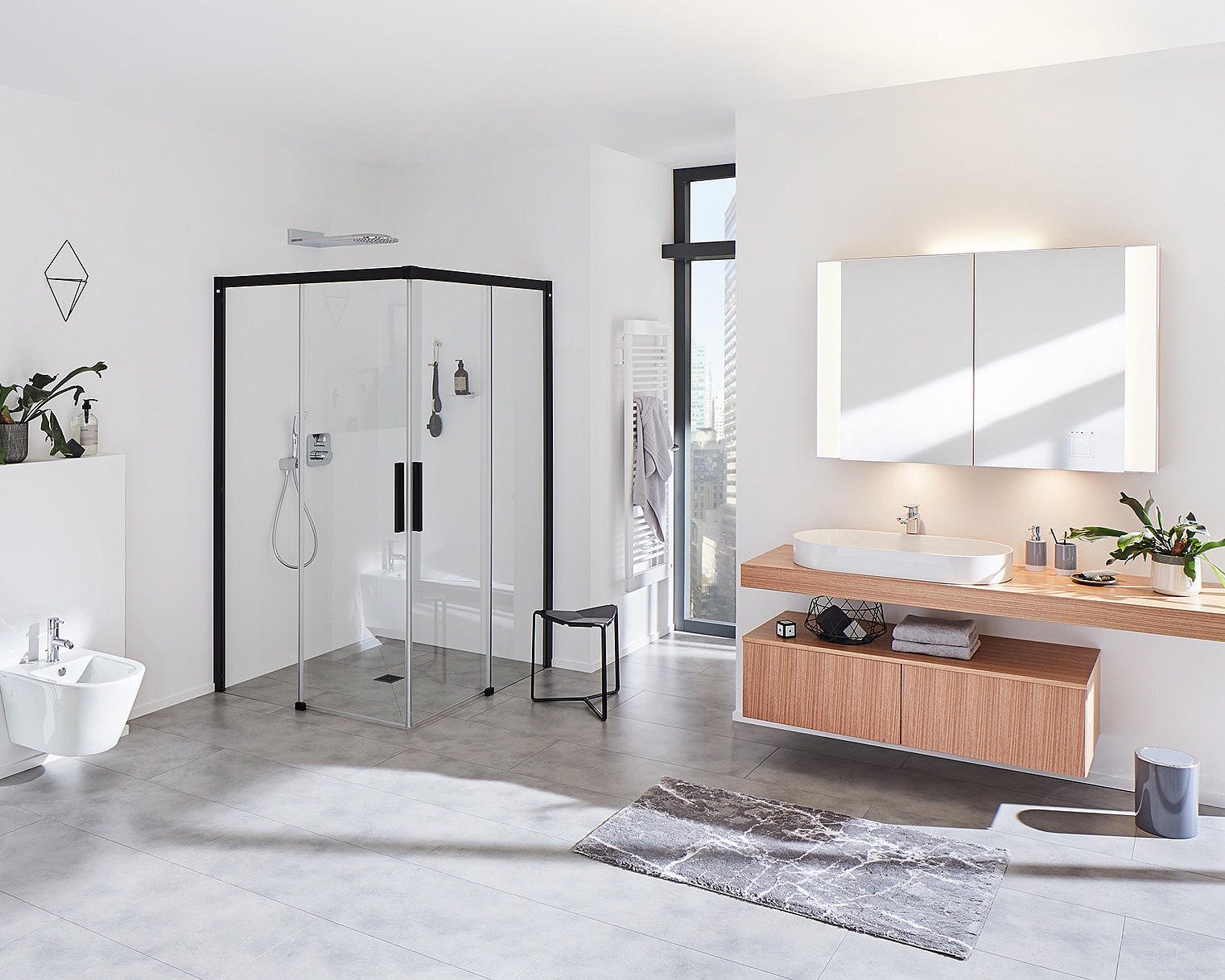 NICA accès d'angle 2 éléments sans sol (portes coulissantes) - demi-partie Noire Soft Parois de douche profilées Kermi NICA accès d'angle 2 éléments sans sol (portes coulissantes) - demi-partie Noire Soft