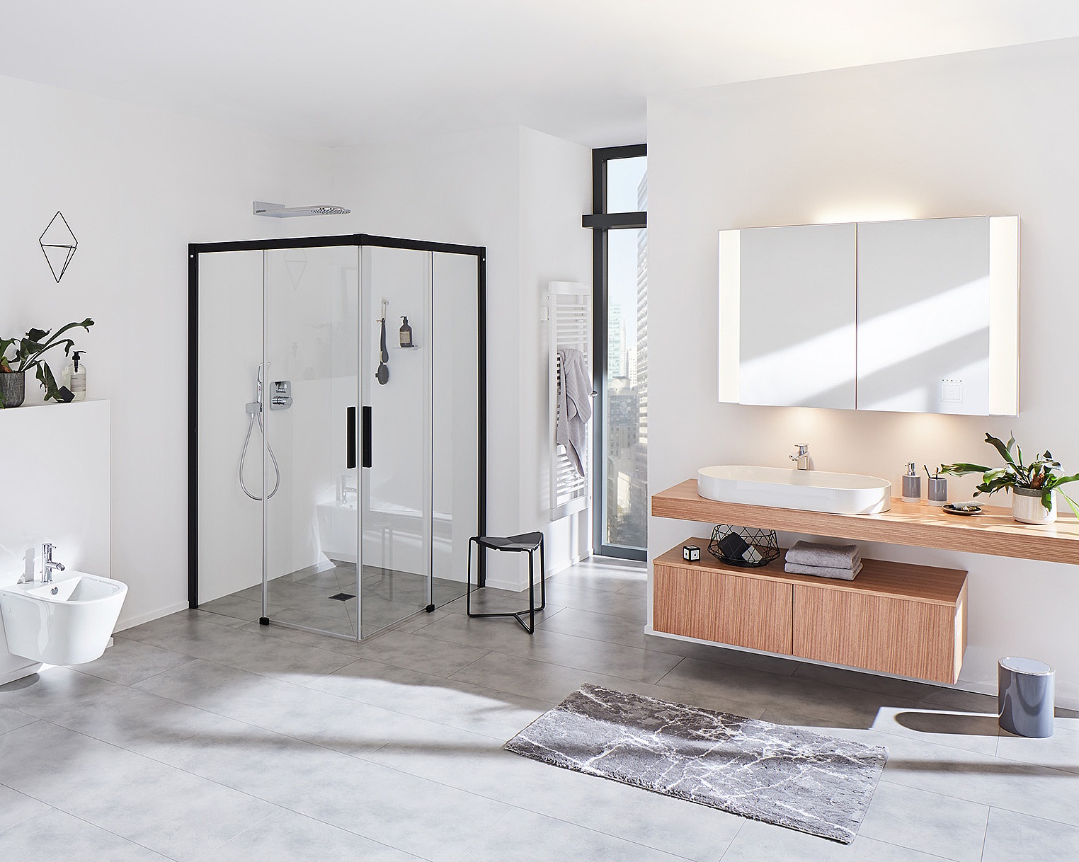 NICA accès d'angle 2 éléments sans sol (portes coulissantes) - demi-partie Noire Soft Parois de douche profilées Kermi NICA accès d'angle 2 éléments sans sol (portes coulissantes) - demi-partie Noire Soft