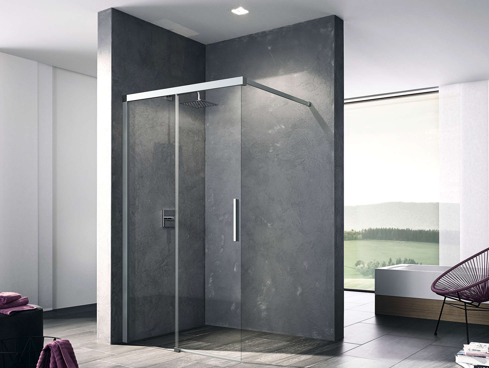 Porte NICA WALK-IN Wall coulissante avec profilé mural Paroi de douche Kermi avec porte NICA WALK-IN Wall coulissante avec profilé mural