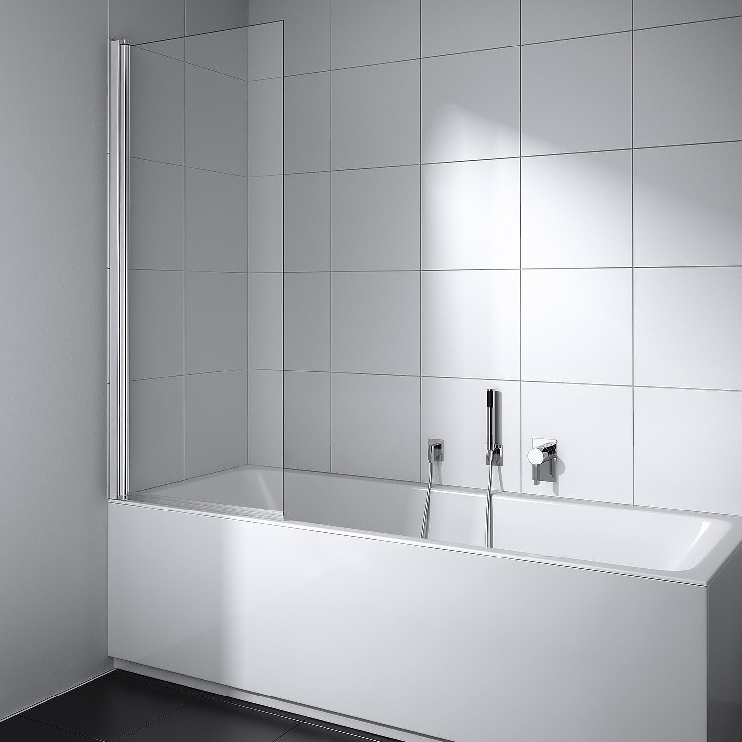 Paroi de douche profilée CADA XS Kermi à vantail suspendu